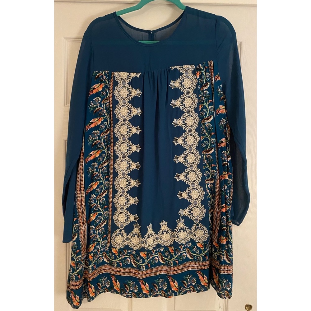 Entro Teal Embroidered Dress